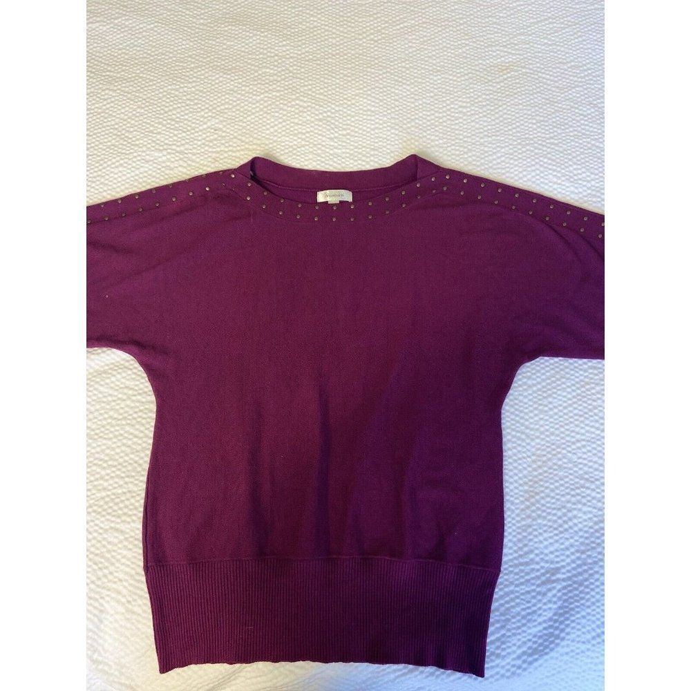 Dressbarn red marron beaded accent sweater short sleeve women's size L